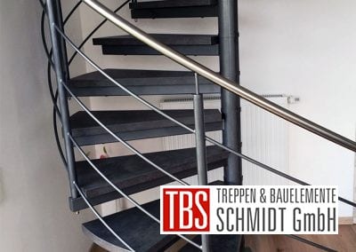 Das Treppengelaender der Spindeltreppe Schiffweiler der Firma TBS Schmidt GmbH