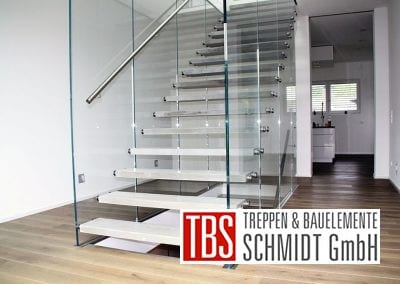 Edelstahlhandlauf der Glastreppe Flying Stairs der Firma TBS Schmidt GmbH