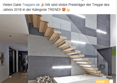 Facebook Post Treppe des Jahres der Firma TBS Schmidt GmbH